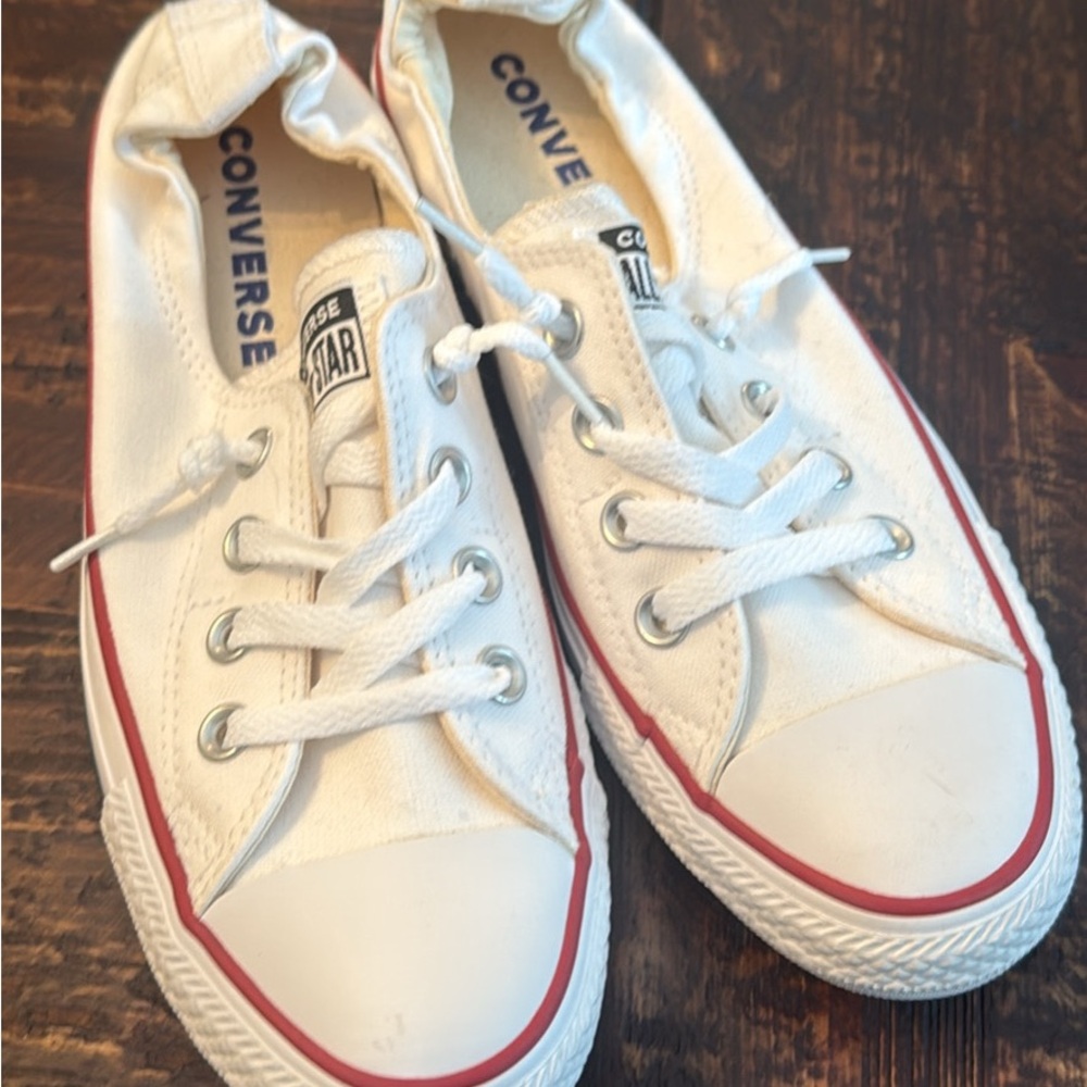Converse White and Red Canvas Sneakers NEW, size 8